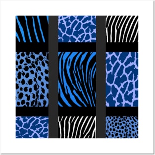 Blue Mixed Animal Print Posters and Art
